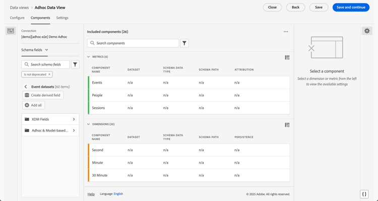 Vue de données - Composants ad hoc