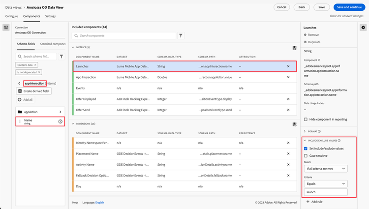 Composant de mesure d’interaction de l’application Lancements