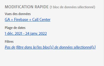 Panneau Modification rapide en Report Builder