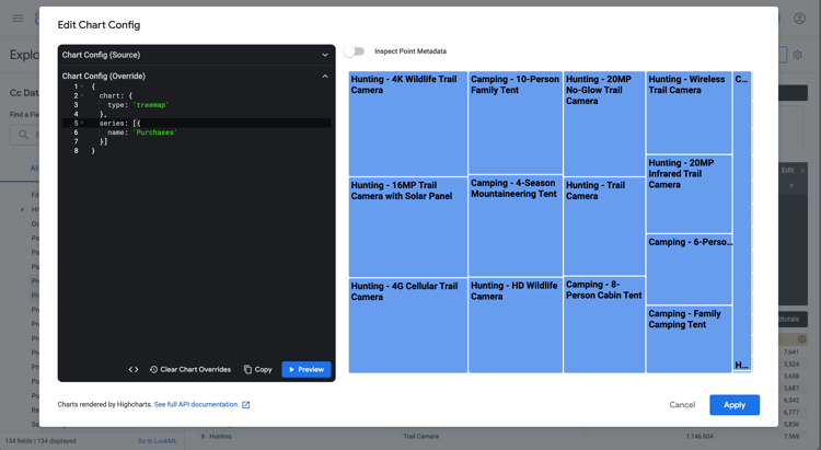 Configuration de la visualisation de recherche
