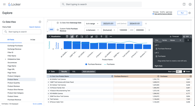 Configuration de la visualisation de recherche