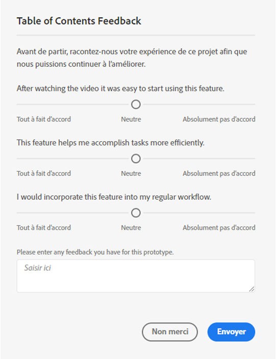 Fenêtre de commentaires de cheminement intelligent