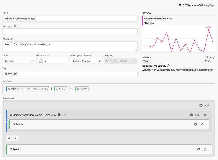 Définition de la mesure calculée de taux d’authentification groupée