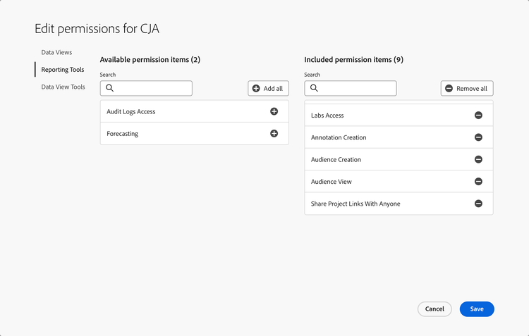 autorisations d’Admin Console