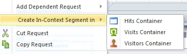 Capture d’écran affichant l’option Créer un segment contextuel dans les options de conteneur sélectionnées et disponibles.