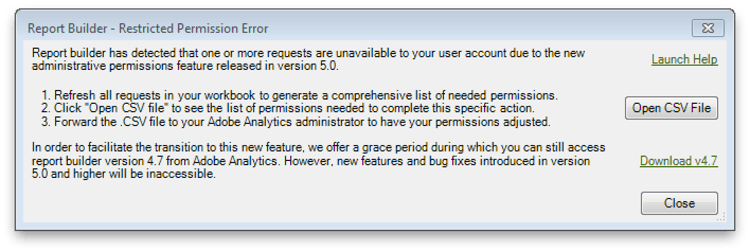 Capture d’écran affichant le message d’erreur d’autorisation restreinte.
