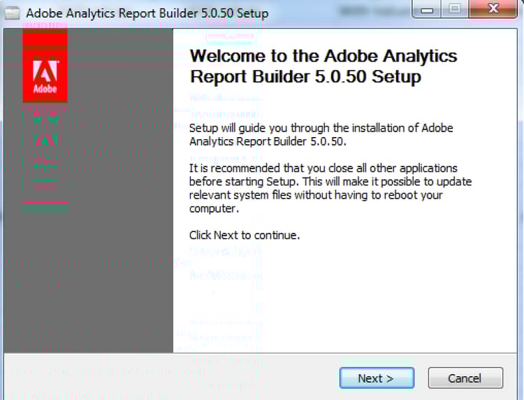 Capture d’écran affichant l’écran Configuration de Report Builder.