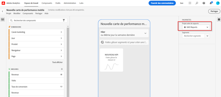 Sélection de la suite de rapports