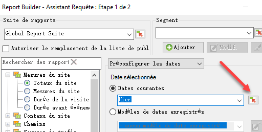 Capture d’écran de l’Assistant Requête : Étape 1 mettant en surbrillance l’icône Paramètres de contrôle.