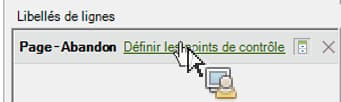 Capture décran montrant le lien Définir les points de contrôle.