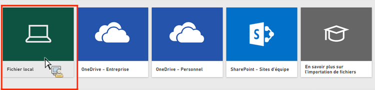 Cliquez sur l’icône Fichier local.