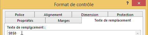 Capture décran montrant longlet Texte de remplacement et le champ Texte de remplacement.