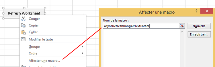 Capture décran de la fenêtre Attribuer une macro.