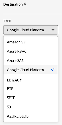 Destination Google Cloud Platform