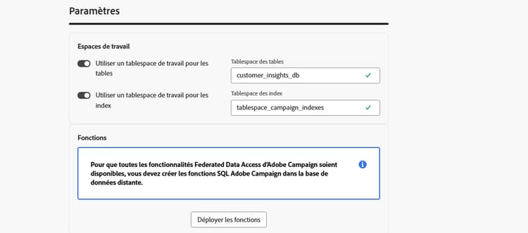 Copie d’écran montrant les champs de configuration du compte externe Azure Synapse Analytics.