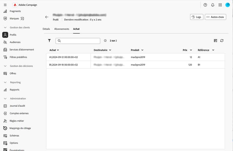Création de listes de collections
