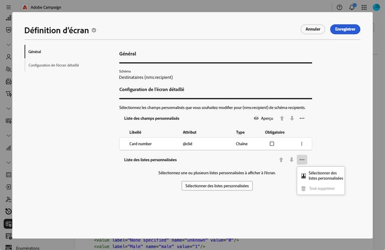 Création de listes de collection