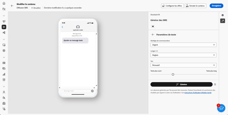 Capture d’écran affichant les options des paramètres de texte