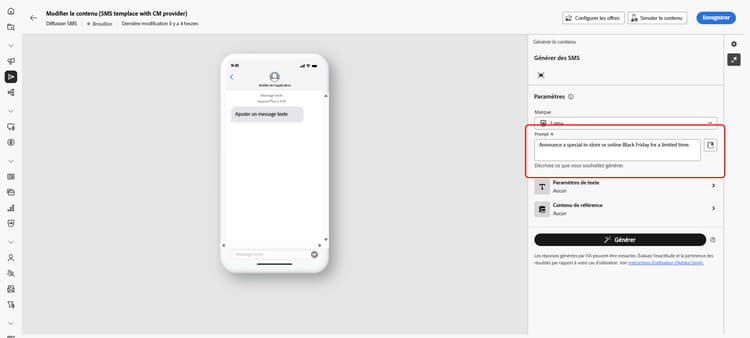 Générer du contenu avec le champ et les options de prompt