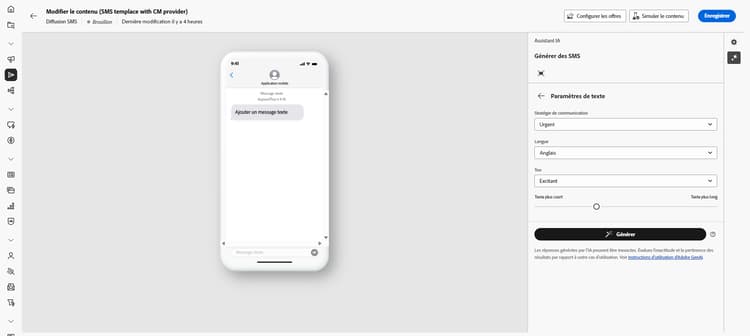 Panneau Paramètres de texte
