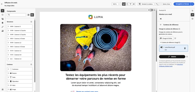 Capture d’écran montrant les options de paramètres des marques dans Adobe Campaign Web