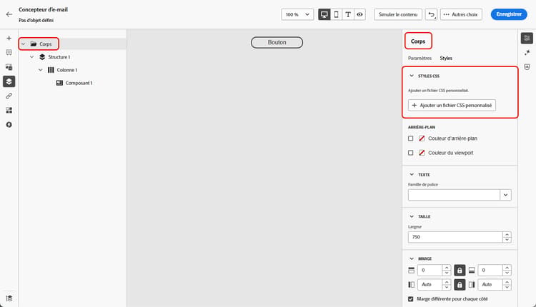 Sélectionnez le bouton Ajouter un fichier CSS personnalisé