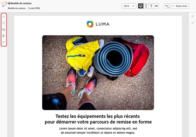 Vue en lecture seule des modèles de contenu
