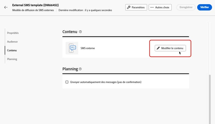 Modifier le contenu dans la diffusion externe