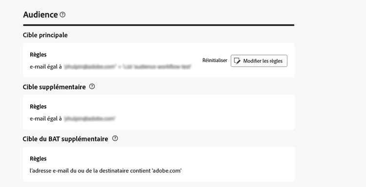 Message d’avertissement concernant une configuration cible supplémentaire