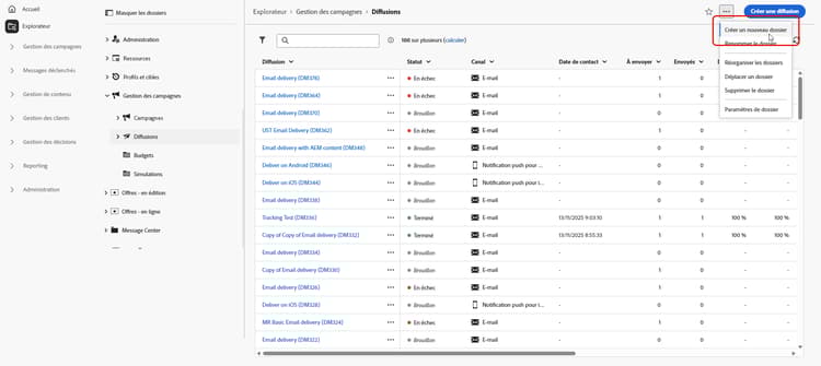 Option Créer un dossier dans le menu Explorateur