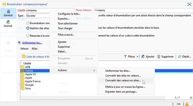 Convertir une valeur en alias