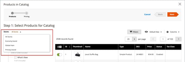 Sélecteur de site Web