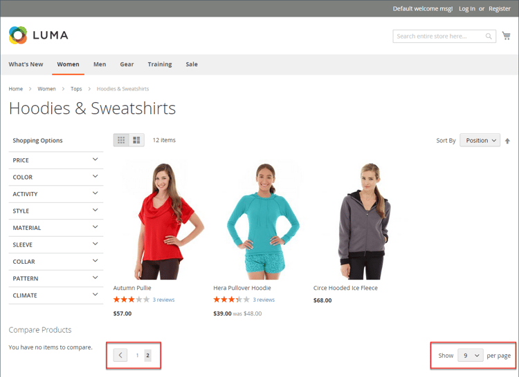 Contrôles de pagination