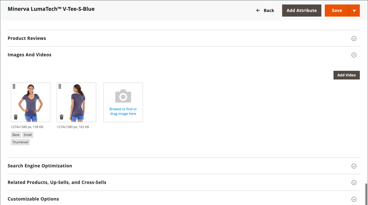 Images et vidéos de catalogue Adobe Commerce