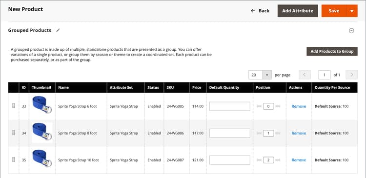 Produits dans le groupe