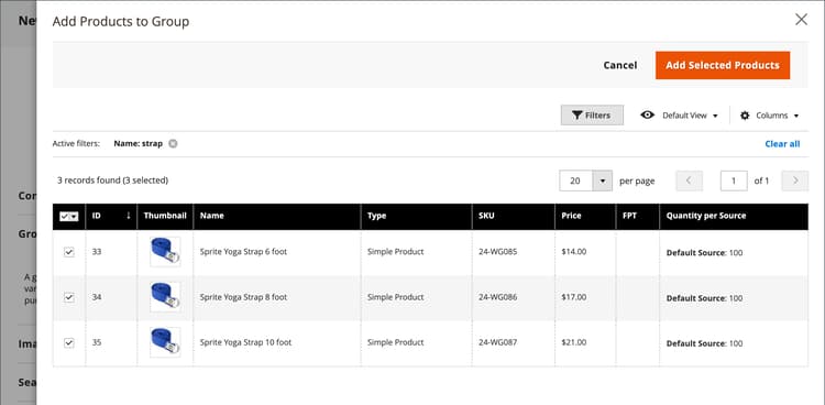 Ajouter les produits sélectionnés