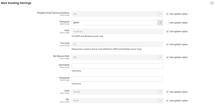 Configuration avancée - Paramètres d’envoi de courrier avec SMTP