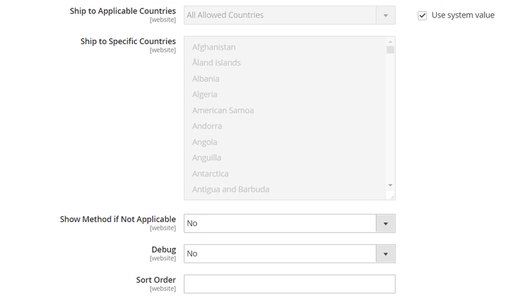UPS Applicable Countries and Other Settings