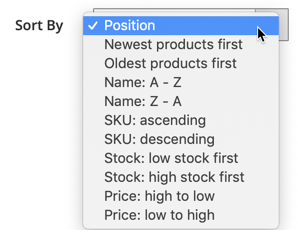 Options de tri des produits