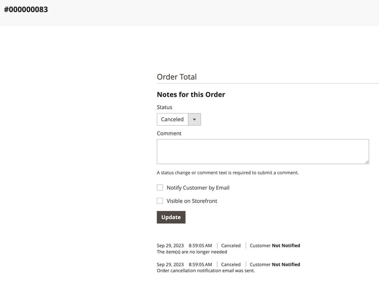 Annuler les notes de commande