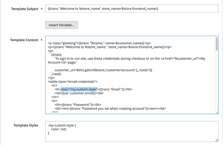 Modèles d’email - ajouter des styles personnalisés