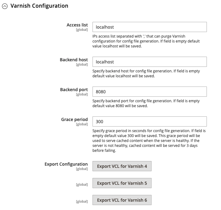 Configuration avancée - vernis de cache de page complète