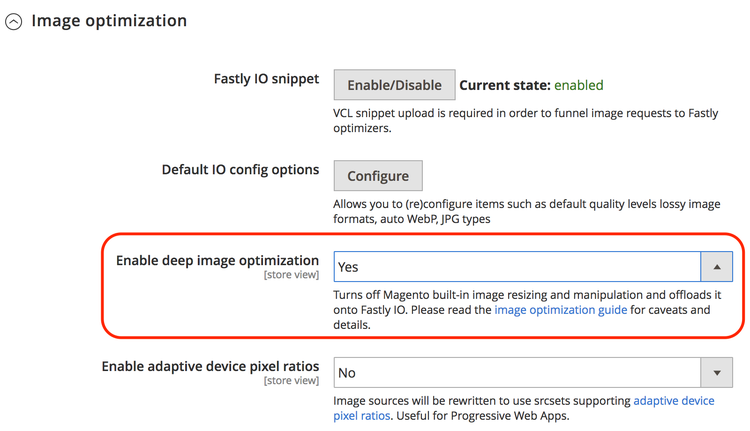 Activer l’optimisation rapide des images profondes d’E/S