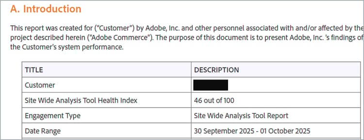 Score de l’index d’intégrité de l’outil Analysis à l’échelle du site dans le rapport Recommendations généré