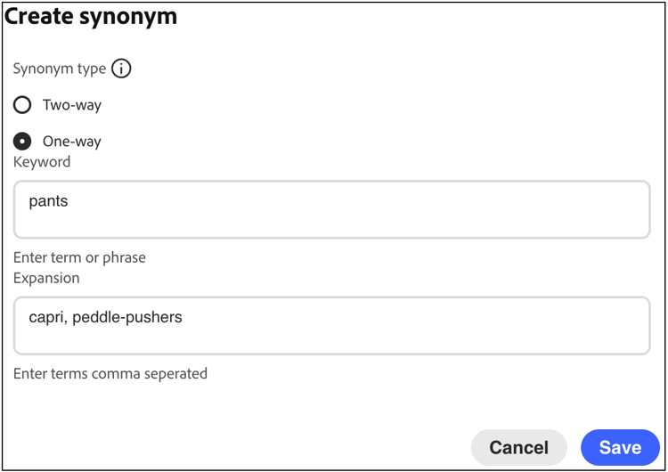 Synonyme unidirectionnel