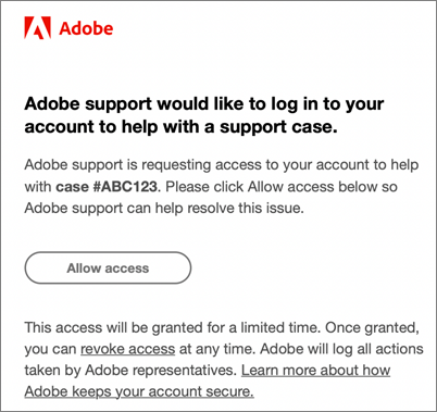 Demande Assistance clientèle Adobe