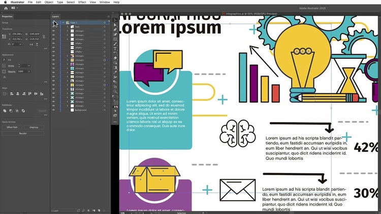 Création d'une infographie sur les lignes directrices d'une entreprise avec Adobe Stock