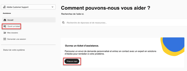 Ouverture d’un ticket Experience League