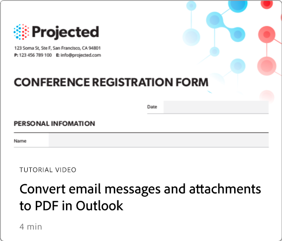 Conversion de messages électroniques et de pièces jointes en PDF dans Outlook