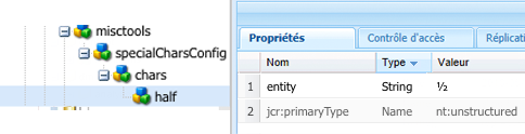 Dans CRXDE, ajoutez un caractère unique pour qu’il soit disponible dans la barre d’outils d’éditeur de texte enrichi